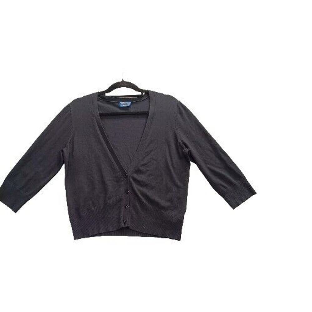 Pendleton Womens Medium Black Button Up Cardigan Sweater Silk Blend FLAW